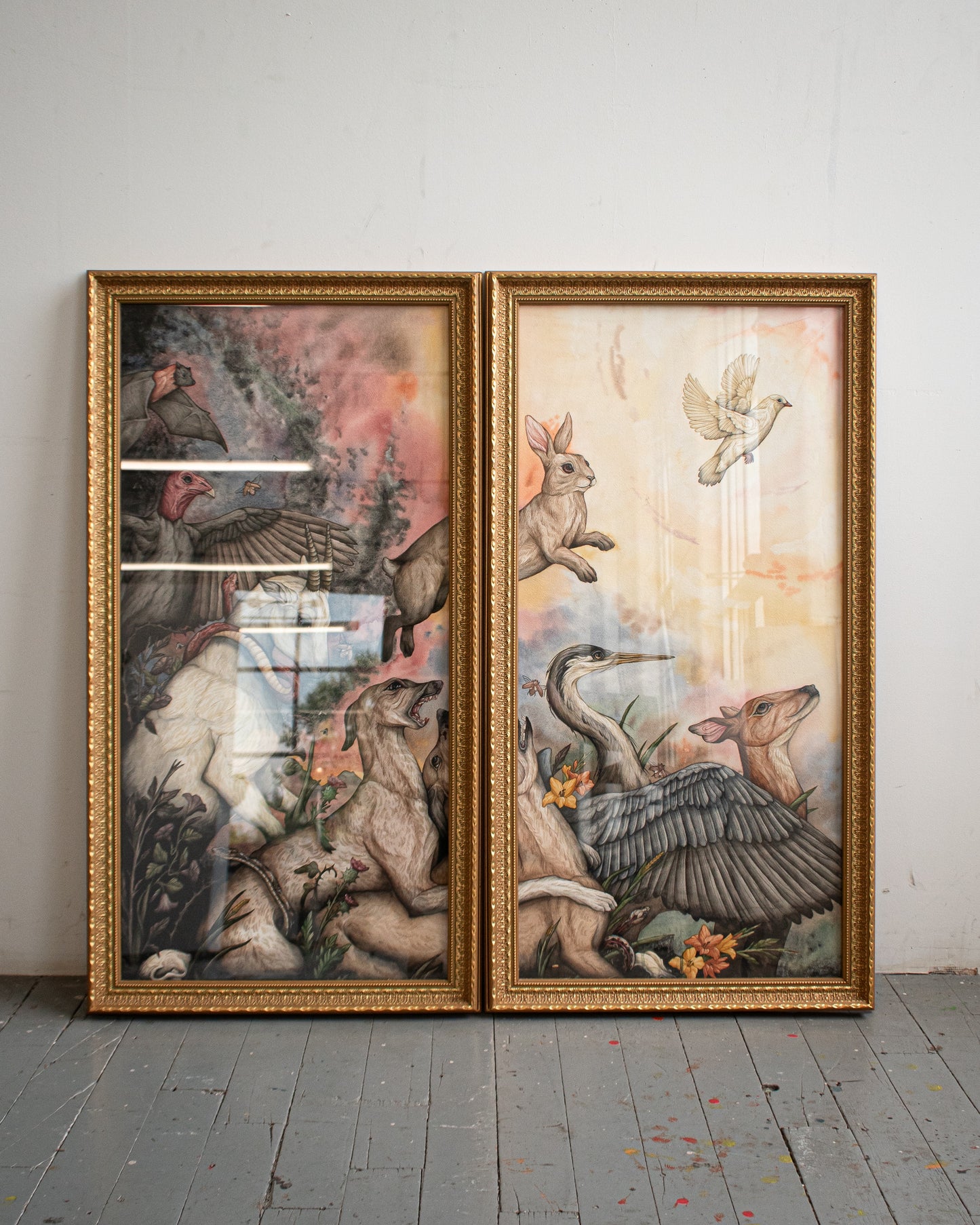 "For Heavens" 42 x 41 Diptych