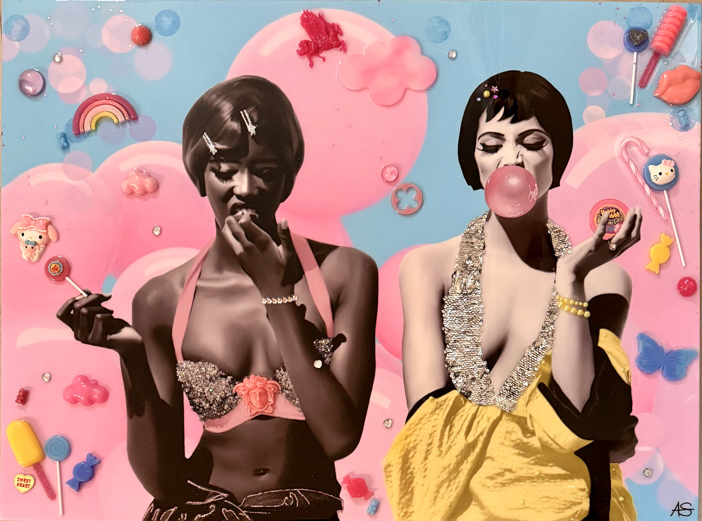 "Bubble Gum Bubble Gum" (Naomi Campbell and Christy Turlington) - 30x40
