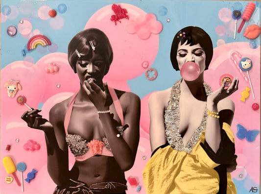 "Bubble Gum Bubble Gum" (Naomi Campbell and Christy Turlington) - 30x40