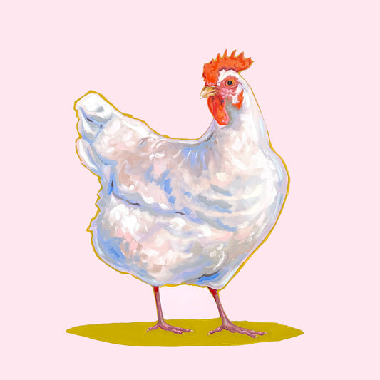 Chicken on Pink II, 48 x 48