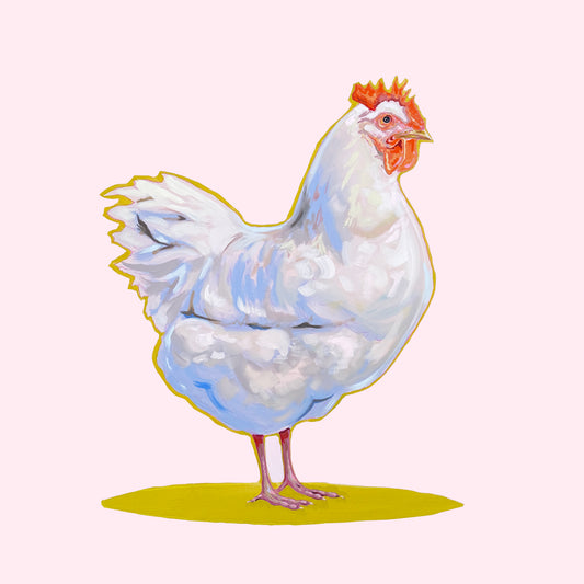 Chicken on Pink I, 48 x 48