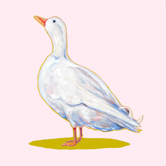 White Duck on Pink, 48 x 48