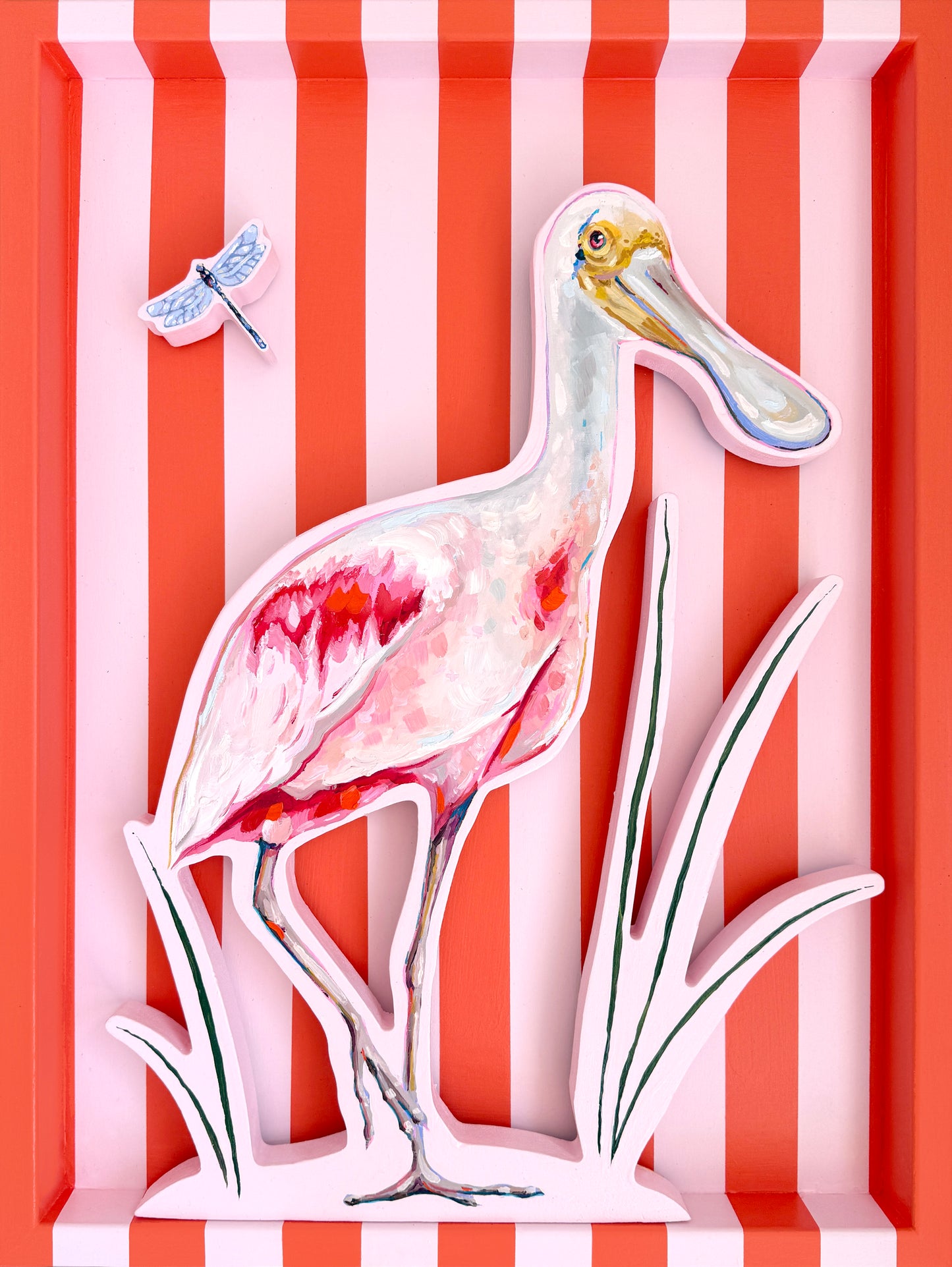 Spoonbill and Dragonfly, 18 x 24