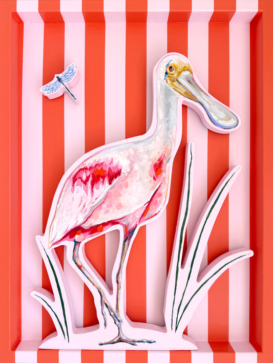 Spoonbill and Dragonfly, 18 x 24