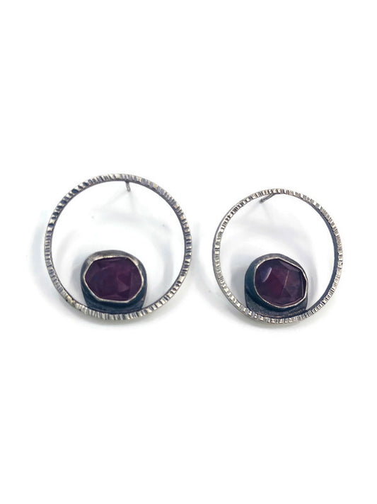 Circle Studs with Ruby
