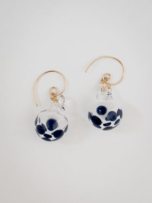 Dark Blue Polka Dot Earrings