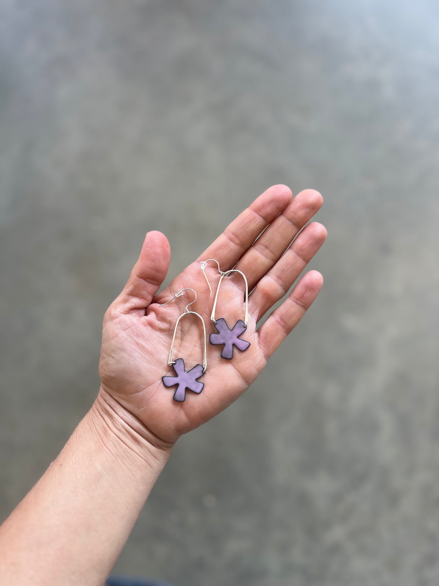 Clover Pink Burst Earrings, Enamel and metal