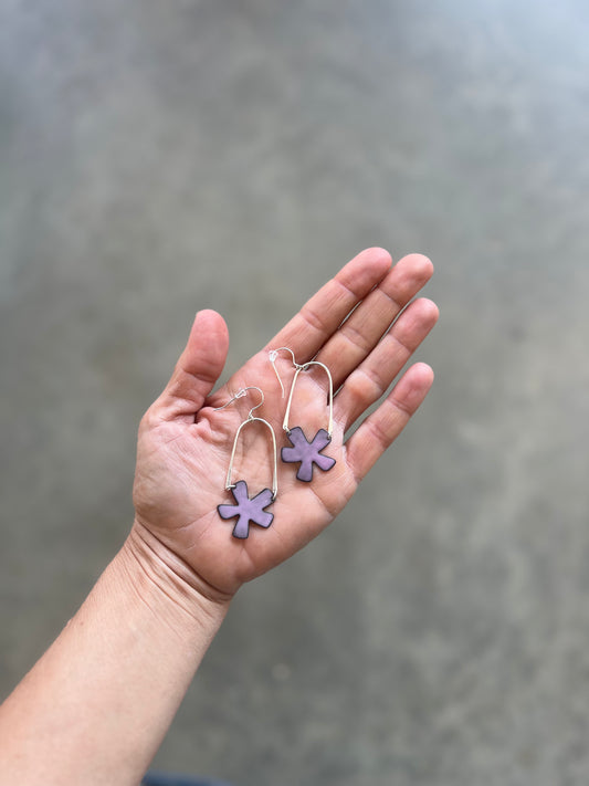 Clover Pink Burst Earrings, Enamel and metal