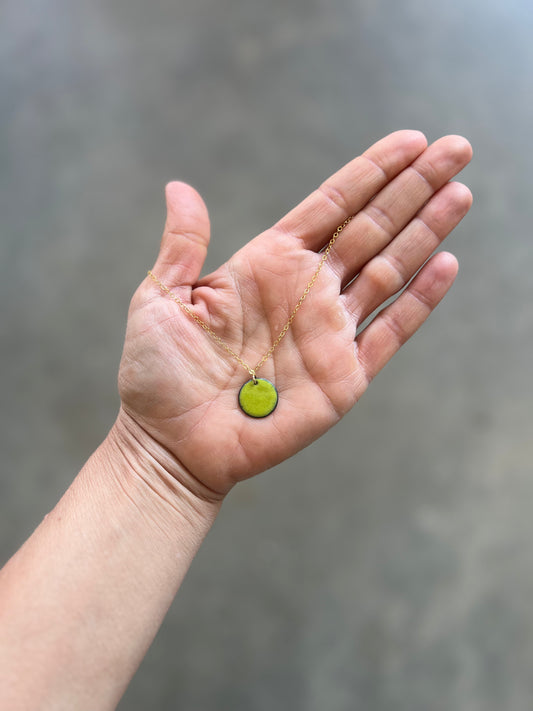 Lime Green Confetti Dot Necklace