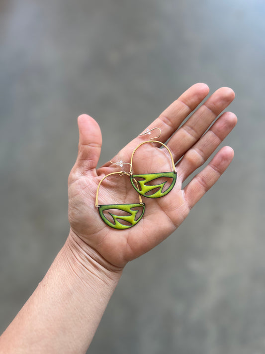 Lime Green Garden Hoop Earrings
