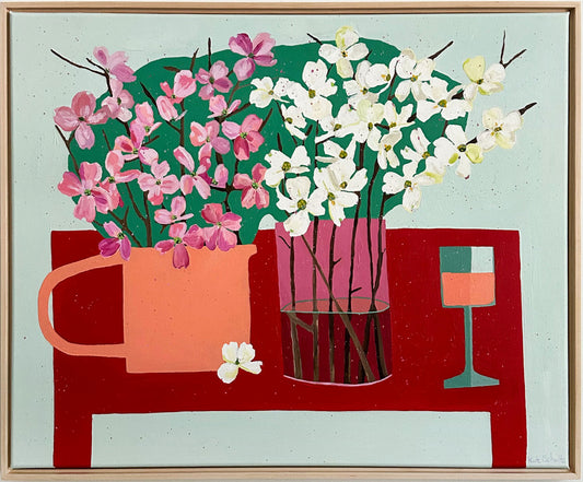 "Freshly Cut Dogwood and A Glass of Wine" - 24 x 30