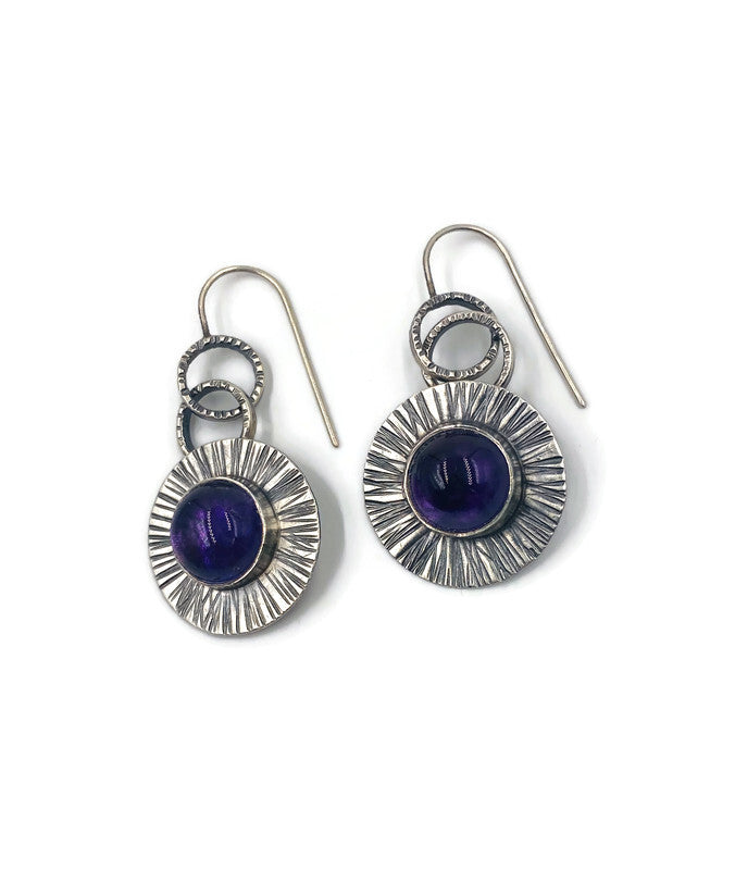 Amethyst Disk Earrings