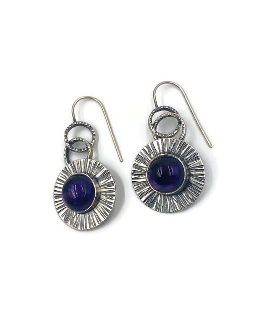 Amethyst Disk Earrings