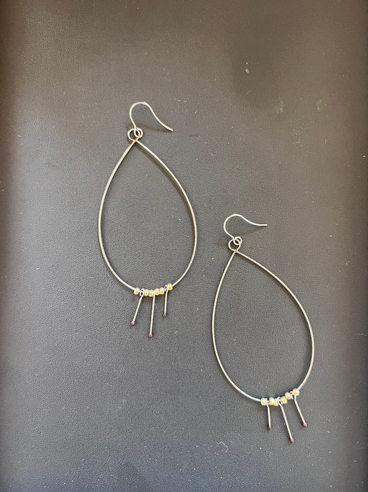 Oval Ruby Beads Earrings