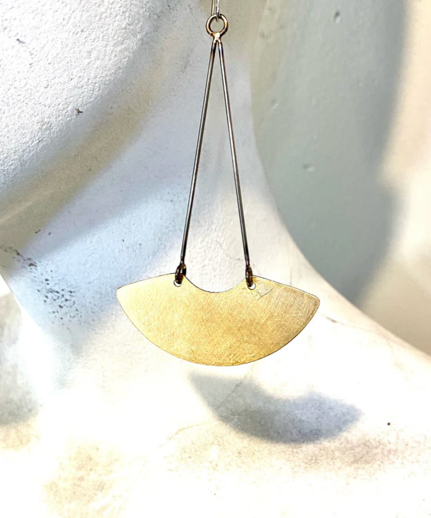 Hammered Brass Semicircle dangles