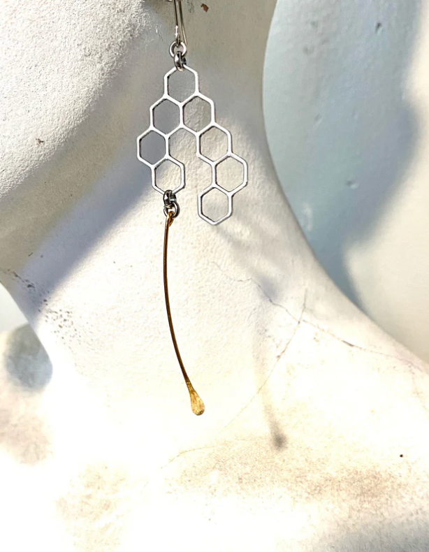 Honeycomb Earring with Copper Pin