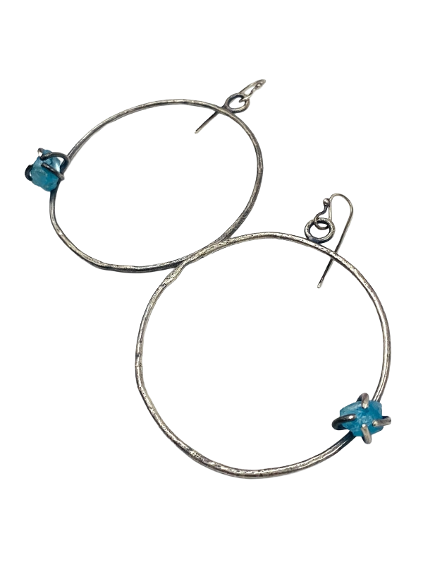 Hoops with Rough Cut Apatite, E323