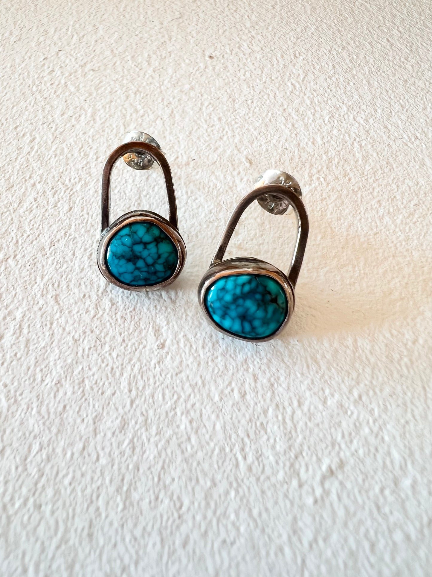 Turquoise and Silver Hanging Studs