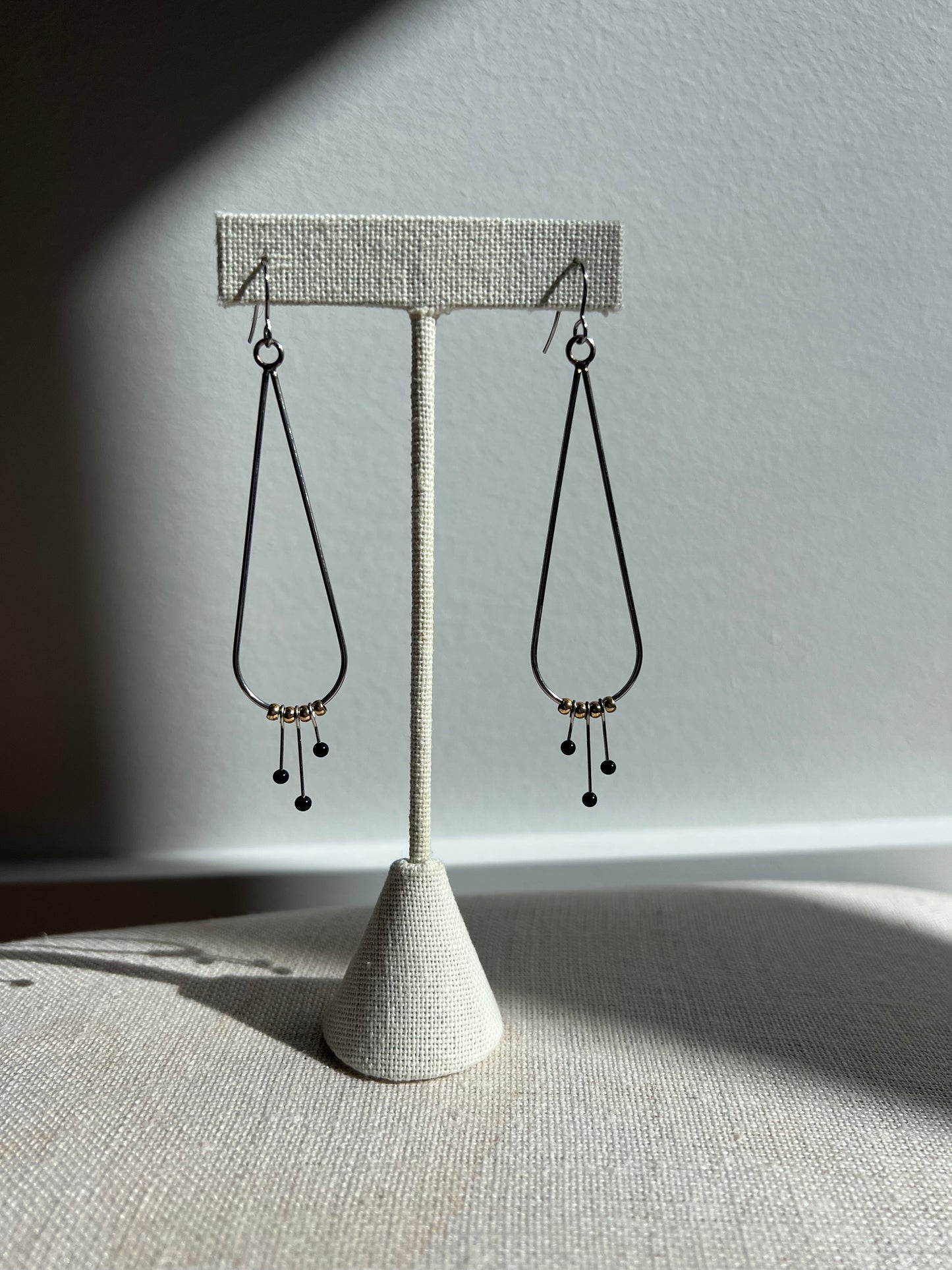Long Teardrop dangles with black tipped pins