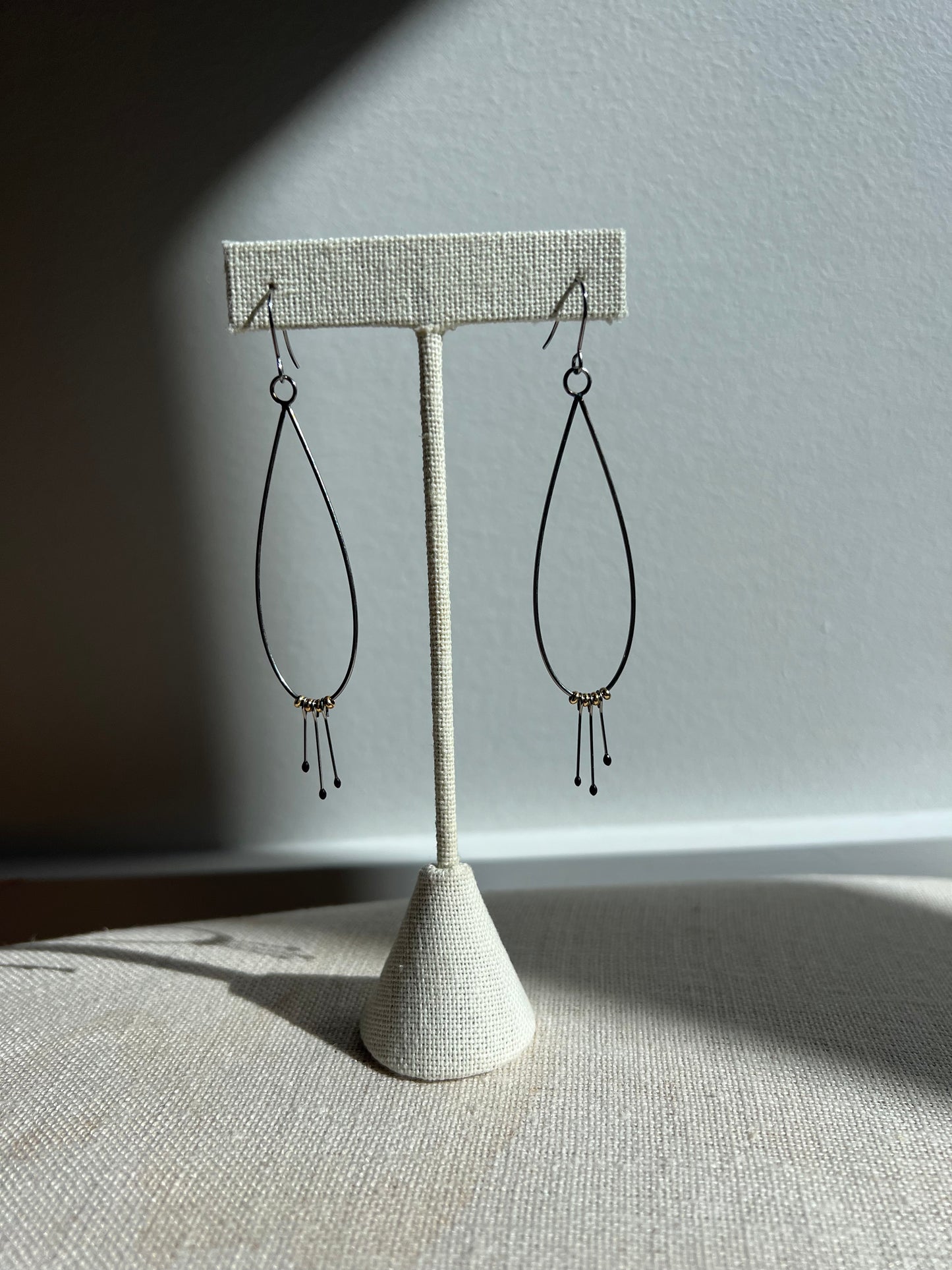 Medium Teardrop dangles with black tipped pins