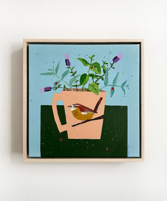 "Herbs in a Wren Mug", 12x12
