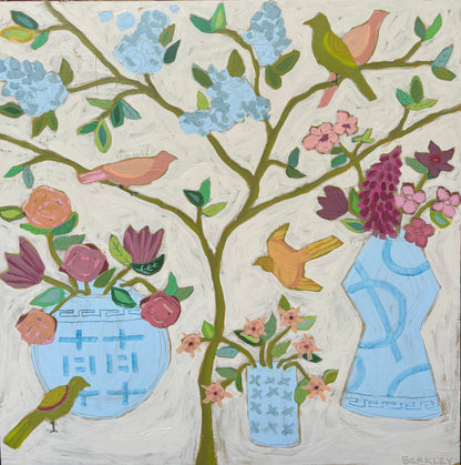 "Hydrangea and Vases", 36 x 36