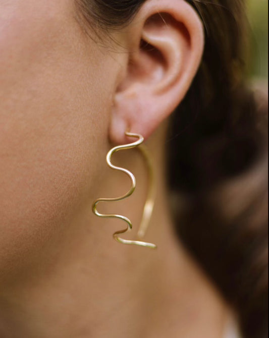 Brass Winding Road Hoop Earrings