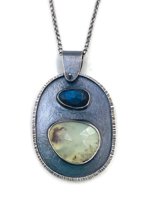 Framed 2 Stone Pendant Necklace