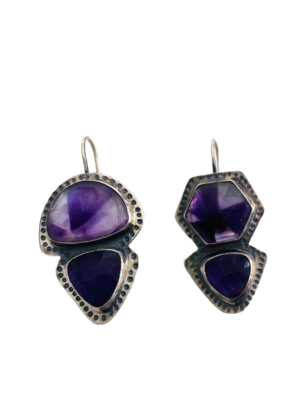 Faceted Amethyst Earrings, E371