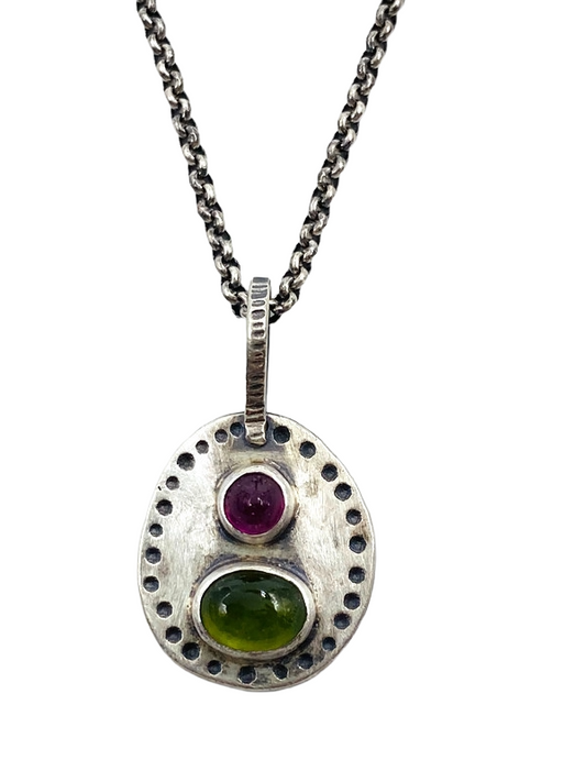 Ruby and Peridot Pendant Necklace, N216