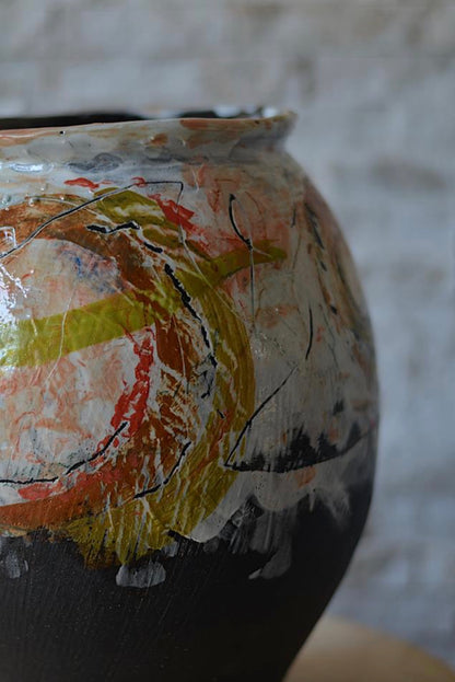 Vase-wheel thrown large abstract pot