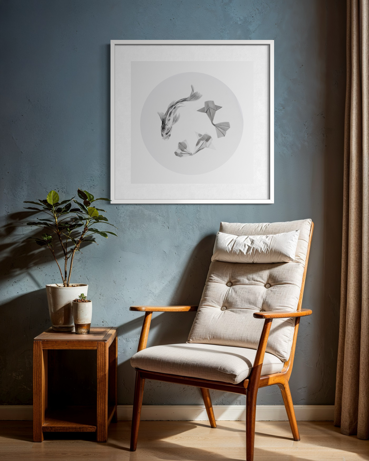 Begin Again and Again, 16x16 (framed 23x23)