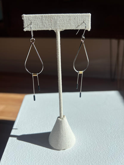 Teardrop Earrings with Black Tip Pins