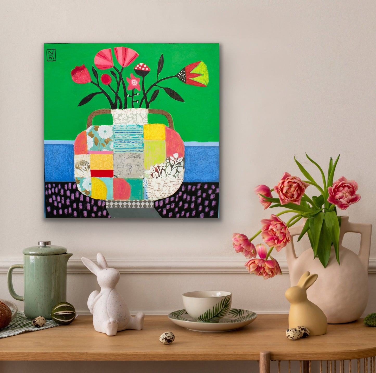 Red Flowers, 20 x 20