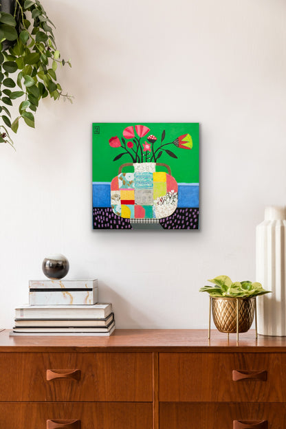 Red Flowers, 20 x 20