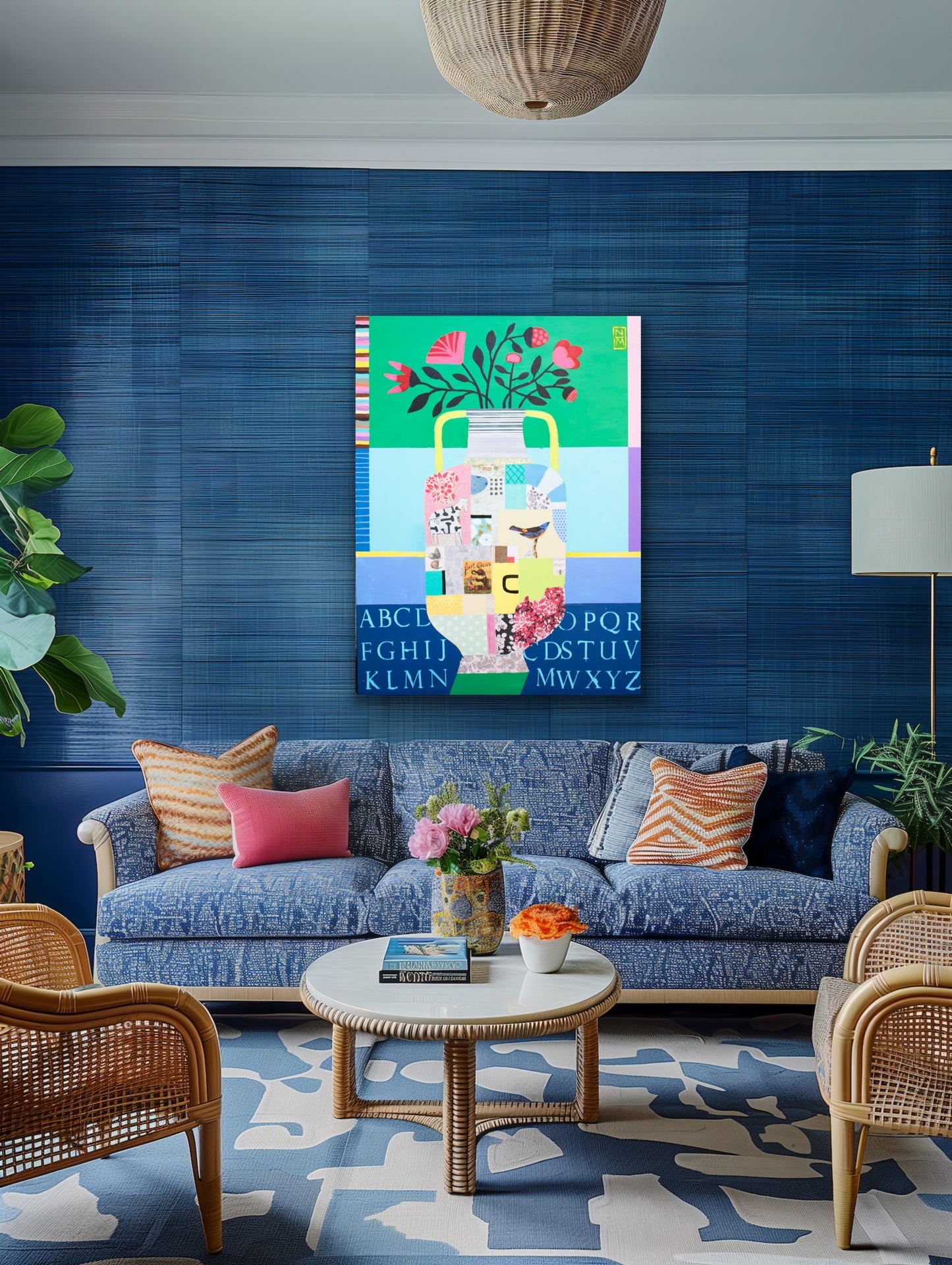 Horse and Bird Vase, 48 x 36