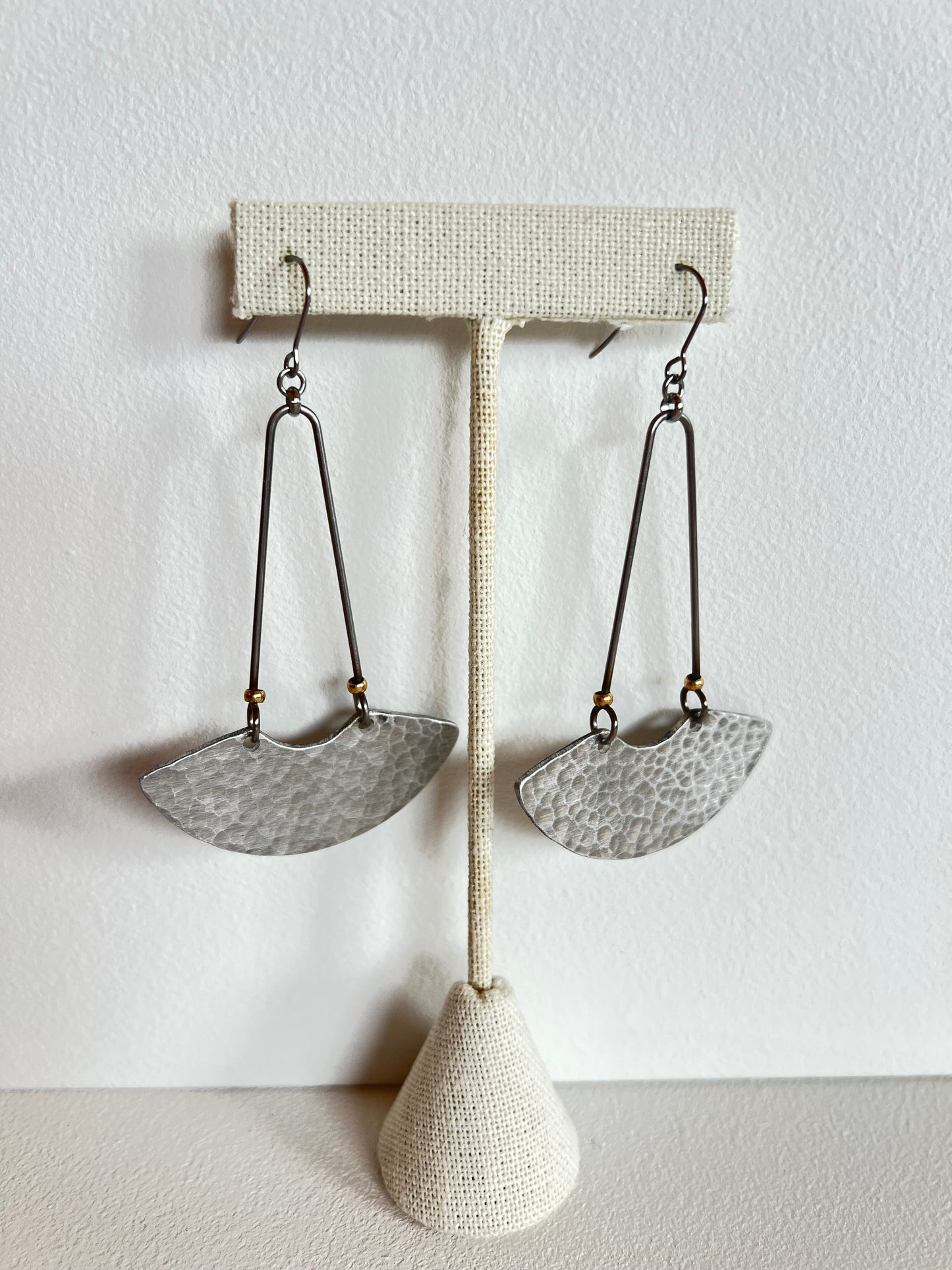 Hammered Metal semicircle Earrings, Skrap 27