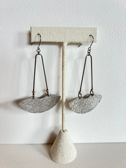 Hammered Metal semicircle Earrings, Skrap 27