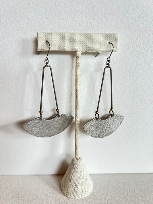 Hammered Metal semicircle Earrings, Skrap 27