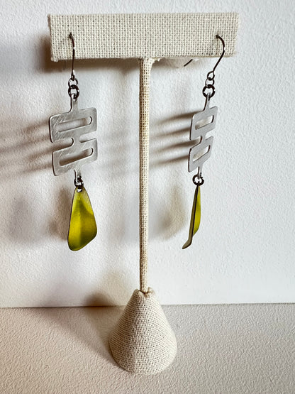 Double Maze Earrings with leaf, Skrap 35