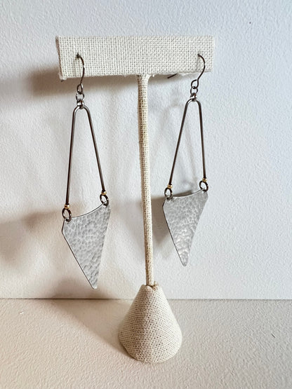 Hand hammered triangular Earrings, Skrap 37