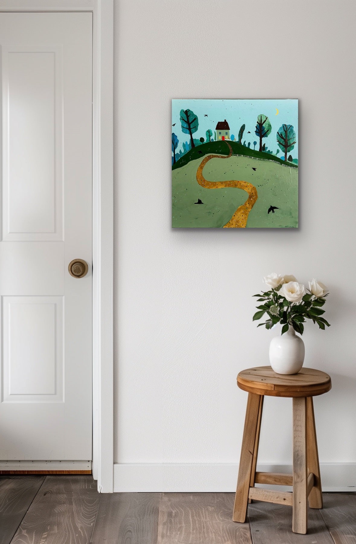 "Cute cottage up the road" 20 x 20