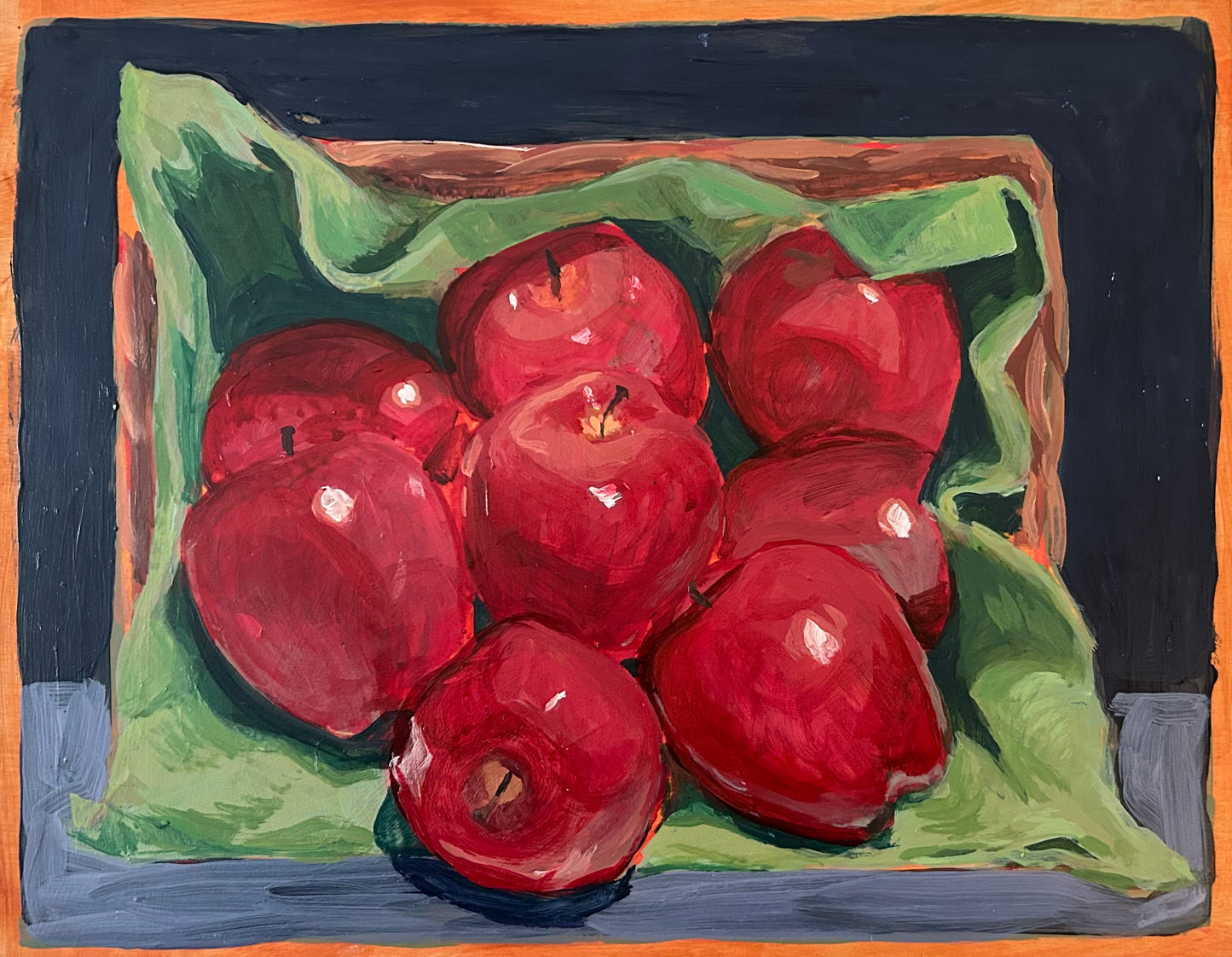 Summer Apple Basket, 11 x 14