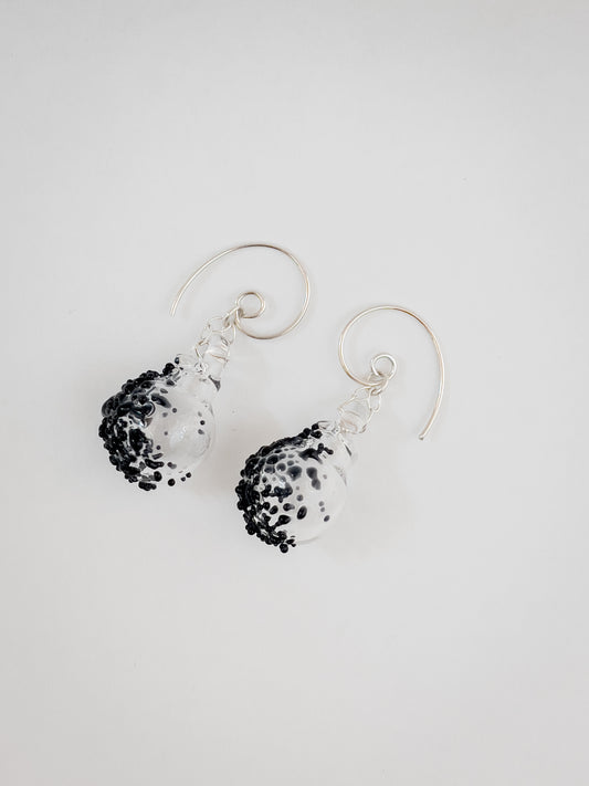 Black Speckle Drop Earrings