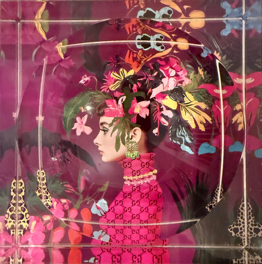 Audrey Hepburn, Fuchsia Floral Candy Dish, 6 x 6