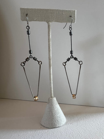Mixed Metal Extra Long Jointed Earrings, Skrap 48