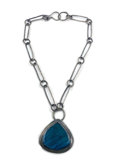 Hand Wrought Oval Link Chain with Labradorite