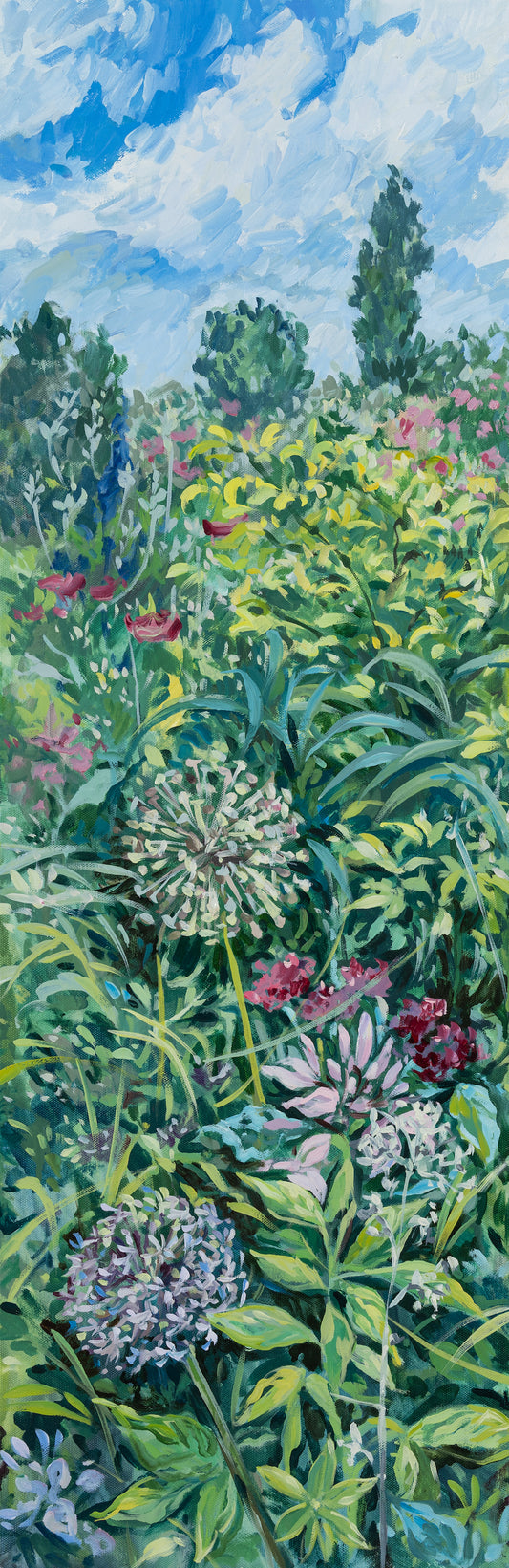 "Alliums in Monet's Garden", 36 x 12