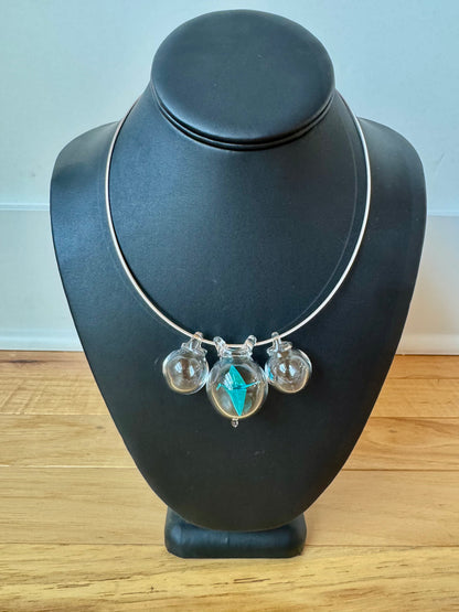 Origami Crane Bubble Necklace-Blue