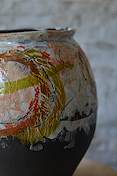 Vase-wheel thrown large abstract pot